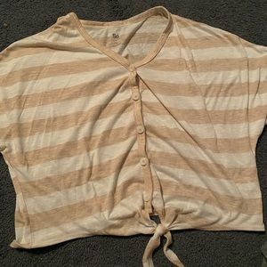 cream & white stripped shirt.